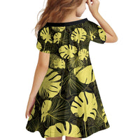 Yellow Hawaii Kukui Nut Lei Family Matching Long Sleeve Bodycon Dress and Hawaiian Shirt Hawaiian Pattern Monstera Tropical Vibes - Polynesian Pride