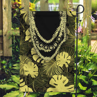Yellow Hawaii Kukui Nut Lei Garden Flag Hawaiian Pattern Monstera Tropical Vibes - Polynesian Pride