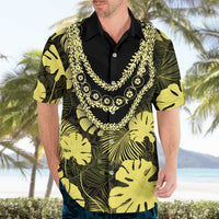Yellow Hawaii Kukui Nut Lei Hawaiian Shirt Hawaiian Pattern Monstera Tropical Vibes LT14 - Polynesian Pride