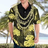 Yellow Hawaii Kukui Nut Lei Hawaiian Shirt Hawaiian Pattern Monstera Tropical Vibes - Polynesian Pride