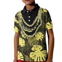 Yellow Hawaii Kukui Nut Lei Kid Polo Shirt Hawaiian Pattern Monstera Tropical Vibes LT14 Kid Yellow - Polynesian Pride