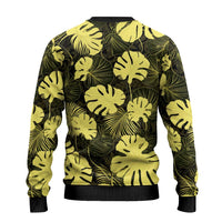 Yellow Hawaii Kukui Nut Lei Ugly Christmas Sweater Hawaiian Pattern Monstera Tropical Vibes - Polynesian Pride