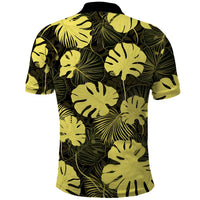 Yellow Hawaii Kukui Nut Lei Polo Shirt Hawaiian Pattern Monstera Tropical Vibes - Polynesian Pride