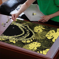 Yellow Hawaii Kukui Nut Lei Puzzle Hawaiian Pattern Monstera Tropical Vibes LT14 - Polynesian Pride