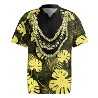 Yellow Hawaii Kukui Nut Lei Rugby Jersey Hawaiian Pattern Monstera Tropical Vibes LT14 Yellow - Polynesian Pride