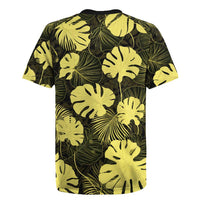 Yellow Hawaii Kukui Nut Lei Rugby Jersey Hawaiian Pattern Monstera Tropical Vibes - Polynesian Pride