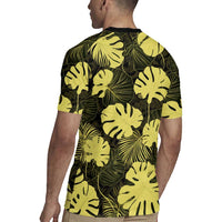 Yellow Hawaii Kukui Nut Lei Rugby Jersey Hawaiian Pattern Monstera Tropical Vibes LT14 - Polynesian Pride