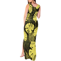 Yellow Hawaii Kukui Nut Lei Tank Maxi Dress Hawaiian Pattern Monstera Tropical Vibes - Polynesian Pride