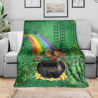 Hawaii Saint Patrick's Day Blanket Funny Leprechaun With Pot Of Gold - Polynesian Tattoo LT14 - Polynesian Pride
