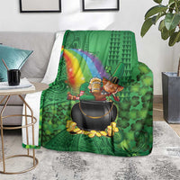 Hawaii Saint Patrick's Day Blanket Funny Leprechaun With Pot Of Gold - Polynesian Tattoo LT14 - Polynesian Pride