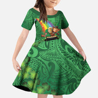 Hawaii Saint Patrick's Day Family Matching Tank Maxi Dress and Hawaiian Shirt Funny Leprechaun With Pot Of Gold - Polynesian Tattoo
