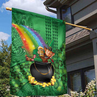 Hawaii Saint Patrick's Day Garden Flag Funny Leprechaun With Pot Of Gold - Polynesian Tattoo LT14 - Polynesian Pride