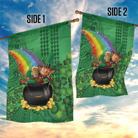 Hawaii Saint Patrick's Day Garden Flag Funny Leprechaun With Pot Of Gold - Polynesian Tattoo LT14 - Polynesian Pride