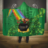 Hawaii Saint Patrick's Day Hooded Blanket Funny Leprechaun With Pot Of Gold - Polynesian Tattoo LT14 - Polynesian Pride