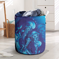 Purple Paradise Polynesia Jellyfish Laundry Basket Plumeria Polynesian Tattoo Glowing Vibes LT14 Purple - Polynesian Pride