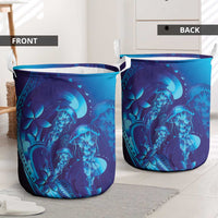 Purple Paradise Polynesia Jellyfish Laundry Basket Plumeria Polynesian Tattoo Glowing Vibes LT14 - Polynesian Pride