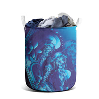 Purple Paradise Polynesia Jellyfish Laundry Basket Plumeria Polynesian Tattoo Glowing Vibes LT14 - Polynesian Pride