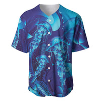Purple Paradise Polynesia Jellyfish Baseball Jersey Plumeria Polynesian Tattoo Glowing Vibes LT14 Purple - Polynesian Pride