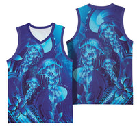 Purple Paradise Polynesia Jellyfish Basketball Jersey Plumeria Polynesian Tattoo Glowing Vibes LT14 - Polynesian Pride