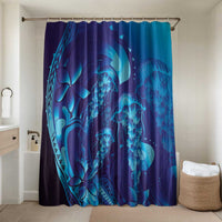 Purple Paradise Polynesia Jellyfish Bathroom Set Plumeria Polynesian Tattoo Glowing Vibes LT14 Shower Curtain Only Purple - Polynesian Pride
