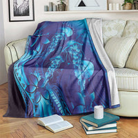 Purple Paradise Polynesia Jellyfish Blanket Plumeria Polynesian Tattoo Glowing Vibes LT14 Purple - Polynesian Pride