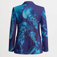 Purple Paradise Polynesia Jellyfish Blazer Plumeria Polynesian Tattoo Glowing Vibes LT14 - Polynesian Pride