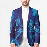 Purple Paradise Polynesia Jellyfish Blazer Plumeria Polynesian Tattoo Glowing Vibes LT14 - Polynesian Pride
