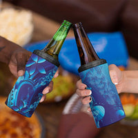 Purple Paradise Polynesia Jellyfish 4 in 1 Can Cooler Tumbler Plumeria Polynesian Tattoo Glowing Vibes