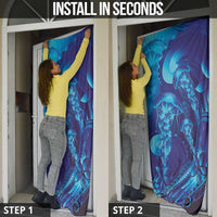 Purple Paradise Polynesia Jellyfish Door Cover Plumeria Polynesian Tattoo Glowing Vibes LT14 - Polynesian Pride