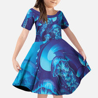 Purple Paradise Polynesia Jellyfish Family Matching Off Shoulder Maxi Dress and Hawaiian Shirt Plumeria Polynesian Tattoo Glowing Vibes