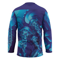 Purple Paradise Polynesia Jellyfish Hockey Jersey Plumeria Polynesian Tattoo Glowing Vibes LT14 - Polynesian Pride