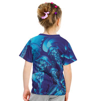 Purple Paradise Polynesia Jellyfish Kid T Shirt Plumeria Polynesian Tattoo Glowing Vibes LT14 - Polynesian Pride