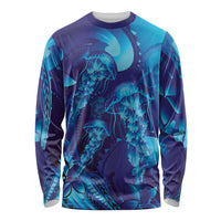 Purple Paradise Polynesia Jellyfish Long Sleeve Shirt Plumeria Polynesian Tattoo Glowing Vibes LT14 Unisex Purple - Polynesian Pride
