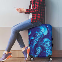 Purple Paradise Polynesia Jellyfish Luggage Cover Plumeria Polynesian Tattoo Glowing Vibes LT14 - Polynesian Pride