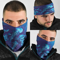 Purple Paradise Polynesia Jellyfish Neck Gaiter Plumeria Polynesian Tattoo Glowing Vibes LT14 - Polynesian Pride
