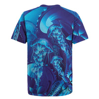 Purple Paradise Polynesia Jellyfish Rugby Jersey Plumeria Polynesian Tattoo Glowing Vibes LT14 - Polynesian Pride