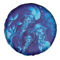 Purple Paradise Polynesia Jellyfish Spare Tire Cover Plumeria Polynesian Tattoo Glowing Vibes LT14 - Polynesian Pride