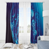 Purple Paradise Polynesia Jellyfish Window Curtain Plumeria Polynesian Tattoo Glowing Vibes LT14 - Polynesian Pride