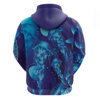 Purple Paradise Polynesia Jellyfish Zip Hoodie Plumeria Polynesian Tattoo Glowing Vibes LT14 - Polynesian Pride