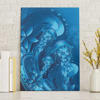 Blue Gradient Polynesia Jellyfish Canvas Wall Art Plumeria Polynesian Tattoo Glowing Vibes LT14 Without Frame Blue - Polynesian Pride