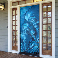 Blue Gradient Polynesia Jellyfish Door Cover Plumeria Polynesian Tattoo Glowing Vibes LT14 - Polynesian Pride