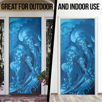 Blue Gradient Polynesia Jellyfish Door Cover Plumeria Polynesian Tattoo Glowing Vibes LT14 - Polynesian Pride