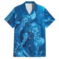 Blue Gradient Polynesia Jellyfish Hawaiian Shirt Plumeria Polynesian Tattoo Glowing Vibes LT14 Blue - Polynesian Pride