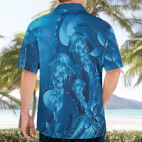 Blue Gradient Polynesia Jellyfish Hawaiian Shirt Plumeria Polynesian Tattoo Glowing Vibes LT14 - Polynesian Pride