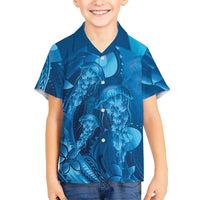 Blue Gradient Polynesia Jellyfish Hawaiian Shirt Plumeria Polynesian Tattoo Glowing Vibes LT14 - Polynesian Pride