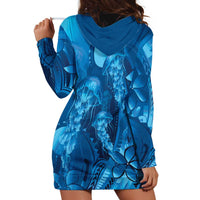 Blue Gradient Polynesia Jellyfish Hoodie Dress Plumeria Polynesian Tattoo Glowing Vibes LT14 - Polynesian Pride