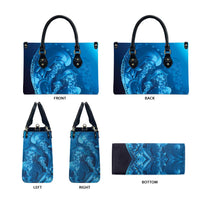 Blue Gradient Polynesia Jellyfish Leather Bag Plumeria Polynesian Tattoo Glowing Vibes LT14 - Polynesian Pride