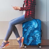 Blue Gradient Polynesia Jellyfish Luggage Cover Plumeria Polynesian Tattoo Glowing Vibes LT14 - Polynesian Pride