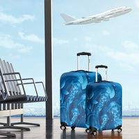 Blue Gradient Polynesia Jellyfish Luggage Cover Plumeria Polynesian Tattoo Glowing Vibes LT14 - Polynesian Pride