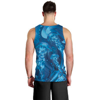 Blue Gradient Polynesia Jellyfish Men Tank Top Plumeria Polynesian Tattoo Glowing Vibes LT14 - Polynesian Pride